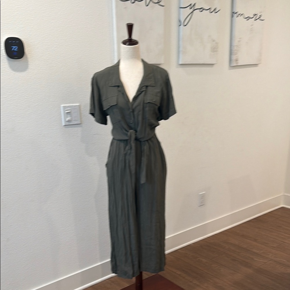 Utility Tie-Waist Jumpsuit - Olive Green